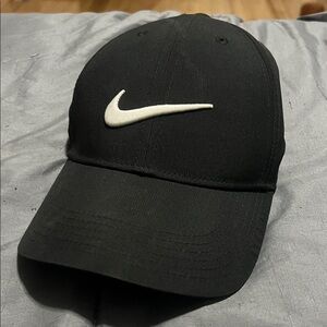 Nike Black Cap with White Swoosh Logo